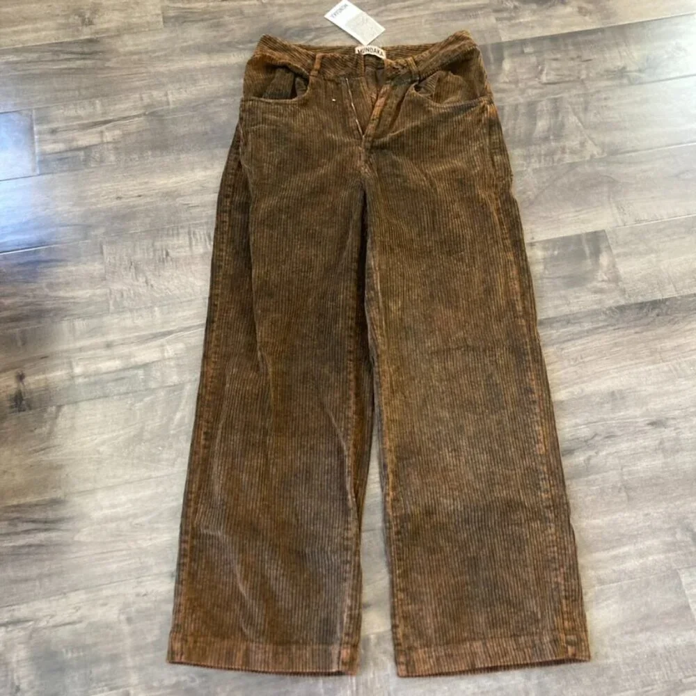 NWT Mundaka Free People Studded Corduroy Jeans Brown Sz 8/L